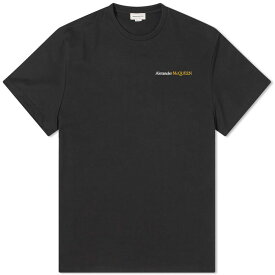 【送料無料】 アレキサンダー・マックイーン メンズ Tシャツ トップス Alexander McQueen Embroidered Logo T-Shirt Black Silver & Gold