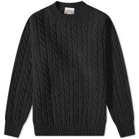 【送料無料】 ジャミーソンズオブシェトランド メンズ ニット・セーター アウター Jamieson's of Shetland Cable Crew Knit Black