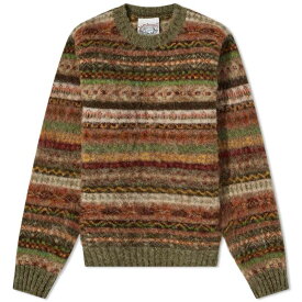 【送料無料】 ジャミーソンズオブシェトランド メンズ ニット・セーター アウター Jamieson's of Shetland Brushed Fair Isle Crew Knit Artichoke