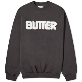 【送料無料】 バターグッズ メンズ パーカー・スウェット アウター Butter Goods Rounded Logo Crew Sweat Washed Black