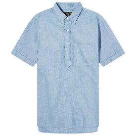 【送料無料】 ビームス プラス メンズ シャツ トップス Beams Plus Button Down Popover Short Sleeve Chambray Shirt Blue