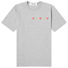 【送料無料】 コム・デ・ギャルソン メンズ Tシャツ トップス Comme des Garcons Play 3 Heart T-Shirt Grey