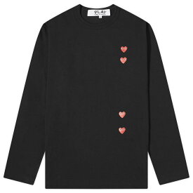【送料無料】 コム・デ・ギャルソン メンズ Tシャツ トップス Comme des Garcons Play Long Sleeve 4 Heart T-Shirt Black