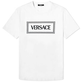 【送料無料】 ヴェルサーチ メンズ Tシャツ トップス Versace Tiles Embroidered Tee White