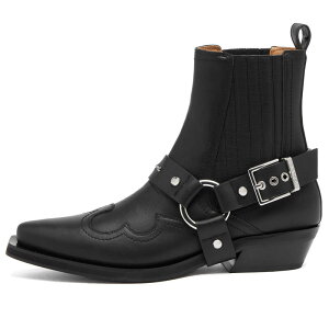 Kj[ fB[X V[Y u[cECu[c `FV[ Ganni Fitted Chelsea Western Boot Black ubN