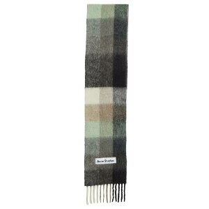 ANl XgDfBIY fB[X ANZT[ }t[EXg[EXJ[t Acne Studios Vally Check Scarf Green & Grey & Black ubN