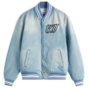 �I�t-�z���C�g ���f�B�[�X �A�E�^�[ �W���P�b�g�E�u���]�� �f�j�� Off-White Full Denim Varsity Jacket Bleach Black �u���b�N
