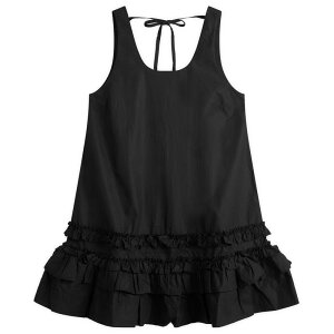 �K�j�[ ���f�B�[�X �g�b�v�X �����s�[�X �~�j �R�b�g�� GANNI Cotton Poplin U-Neck Mini Dress Black �u���b�N
