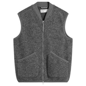 jo[T[NX Y gbvX xXg E[ R[g t[X Universal Works Wool Fleece Zip Waistcoat - Presented by END. Grey Marl O[