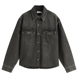 �A�j�[�r�� ���f�B�[�X �g�b�v�X �V���c �f�j�� Anine Bing Paxton Denim Shirt Washed Black �u���b�N