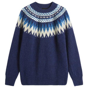 �n�E���� ���f�B�[�X �A�E�^�[ �j�b�g�E�Z�[�^�[ Howlin by Morrison Howlin' Magician In The Mountain Fair Isle Jumper Magic Blue �u���[