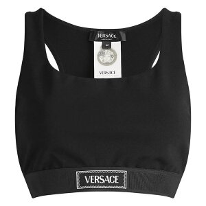 ���F���T�[�` �����Y �g�b�v�X �V���c ���S Versace Box Logo Sports Crop Top Black �u���b�N