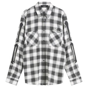 �A�~�� �����Y �g�b�v�X �V���c AMIRI Bones Flannel Overshirt Black �u���b�N