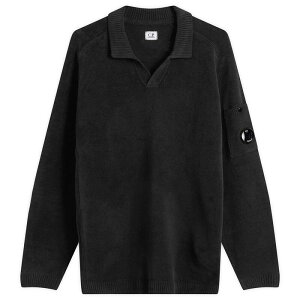 �V�[�s�[�J���p�j�[ �����Y �A�E�^�[ �j�b�g�E�Z�[�^�[ �|���V���c �R�b�g�� C.P. Company Cotton Chenille Polo Lensweater Black �u���b�N