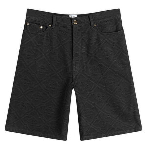 �J�T�u�����J �����Y �{�g���X �n�[�t�p���c�E�V���[�c �V���[�g�p���c �f�j�� Casablanca Laser Monogram Denim Shorts Black �u���b�N