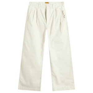 �q���[�}�����C�h �����Y �{�g���X �J�W���A���p���c �v���[�c Human Made Double Pleated Wide Chino Pants White �z���C�g