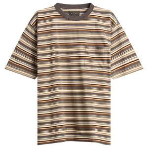 �r�[���X �v���X �����Y �g�b�v�X T�V���c Beams Plus Multi Stripe Pocket-Shirt Grey �O���[