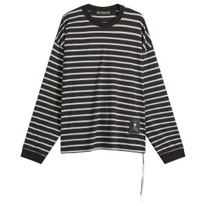 �}�X�^�[�}�C���h �����Y �g�b�v�X T�V���c MASTERMIND WORLD Fine Gauge Stripe Long Sleeve T-Shirt Black �u���b�N