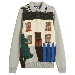 �W������ ���^�i�x �����Y �A�E�^�[ �j�b�g�E�Z�[�^�[ Junya Watanabe MAN Intarsia Jacquard Jumper Blue Gray �O���[