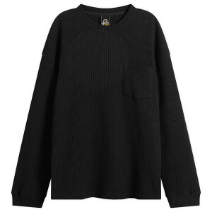 �t���Y�����[�N�X �����Y �g�b�v�X T�V���c FrizmWORKS Oversized Waffle Pocket Long Sleeve T-Shirt Black �u���b�N