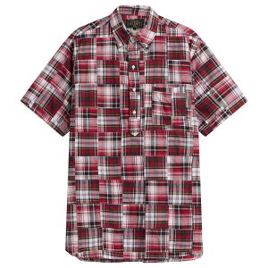 �r�[���X �v���X �����Y �g�b�v�X �V���c �p�b�`���[�N Beams Plus Pullover Patchwork Masrashirt Red Patchwork ���b�h