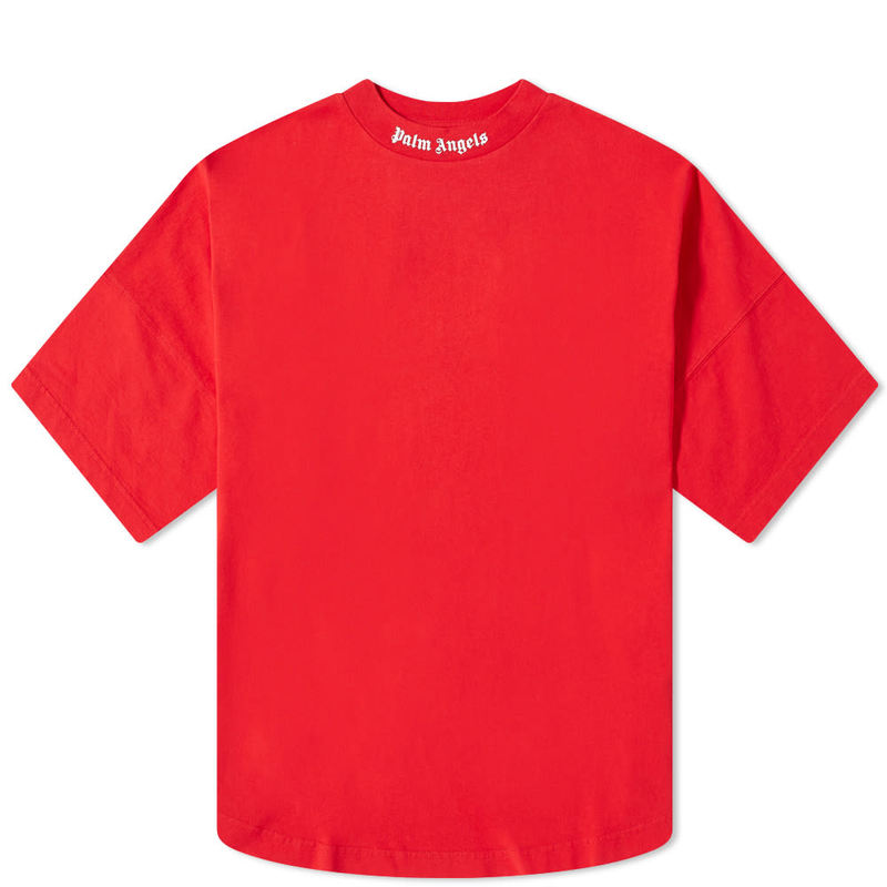 【格安SALEスタート】パーム・エンジェルス メンズ Tシャツ トップス Palm Angels Mock Neck Logo Tee Red  White