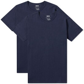 【送料無料】 エドウィン メンズ Tシャツ トップス Edwin Double Pack T-Shirt Navy Blazer