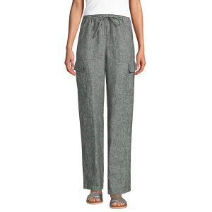yz YGh fB[X JWApc {gX Women's Lands' End High-Rise Pull-On Linen Cargo Pants Forest Moss Linen