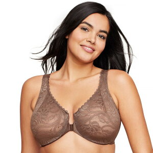 �O���}���C�Y ���f�B�[�X �A���_�[�E�F�A �u���W���[ �v���X�T�C�Y ���[�X Plusize Glamorise Full-Figure Wonderwire Front-Close Stretch Lace Bra 9245 Mocha ���J