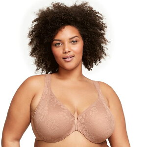 �O���}���C�Y ���f�B�[�X �A���_�[�E�F�A �u���W���[ ���[�X Glamorise Full-Figure Wonderwire Front Close Stretch Lace Bra 9246 Cafe Au Lait