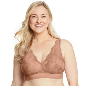 �O���}���C�Y ���f�B�[�X �A���_�[�E�F�A �u���W���[ �v���X�T�C�Y ���[�X Plusize Glamorise Full Figure Bramour Lexington Lace Plunge Wireless Bralette 7013 Cappuccino