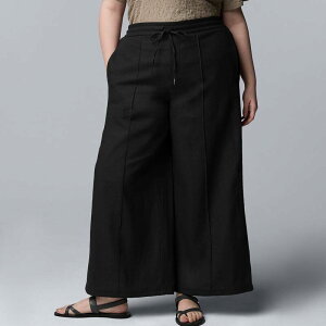 ���F���E�H�� ���f�B�[�X �{�g���X �J�W���A���p���c ���C�h���b�O �v���X�T�C�Y Plusize Simply Vera Wang Wide Leg Pants Black �u���b�N