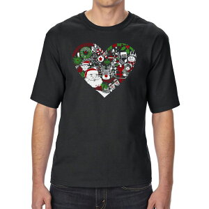�G���G�[�|�b�v�A�[�g ���f�B�[�X �g�b�v�X T�V���c �g�[�� LA Pop Art Christmas Themed Heart - Men's Tall and Long Word Art-Shirt Black �u���b�N