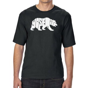 �G���G�[�|�b�v�A�[�g ���f�B�[�X �g�b�v�X T�V���c �g�[�� LA Pop Art Yosemite Bear - Men's Tall and Long Word Art-Shirt Black �u���b�N