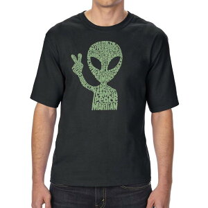 �G���G�[�|�b�v�A�[�g ���f�B�[�X �g�b�v�X T�V���c �g�[�� LA Pop Art Peace Alien - Men's Tall and Long Word Art-Shirt Black �u���b�N