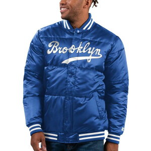 �X�^�[�^�[ ���f�B�[�X �A�E�^�[ �W���P�b�g�E�u���]�� �T�e�� Men'starteroyal Brooklyn Dodgers Cooperstown Collection Bronx Satin Full-Snap Varsity Bomber Jacket Nfl Blue �u���[