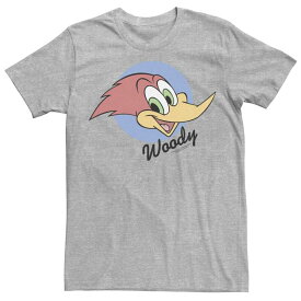 アニメキャラクター レディース トップス Tシャツ ロゴ グラフィック Licensed Character Men's Woody Woodpecker Circle Portrait Logo Graphic Tee Athletic Heather ヘザー