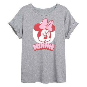 �f�B�Y�j�[ ���f�B�[�X �g�b�v�X T�V���c �O���t�B�b�N Disney's Minnie Mouse Juniors' Pink Minnie Oversized Graphic Tee Gray �O���[