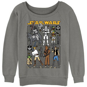 �A�j���L�����N�^�[ ���f�B�[�X �g�b�v�X T�V���c �X�E�F�b�g �O���t�B�b�N Licensed Character Juniors' Star Wars Armed Characters Grid Slouchy Graphic Sweatshirt Gray Heather �O���[