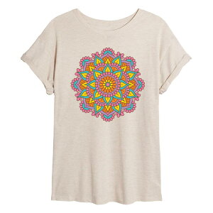 �A�j���L�����N�^�[ ���f�B�[�X �g�b�v�X T�V���c Licensed Character Juniors' Colorful Mandala Oversized Tee Beige �x�[�W��
