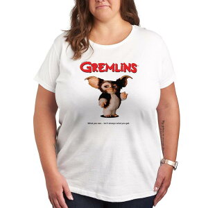 �A�j���L�����N�^�[ ���f�B�[�X �g�b�v�X T�V���c �v���X�T�C�Y �O���t�B�b�N Licensed Character Plusize Gremlins Movie Poster Graphic Tee White �z���C�g
