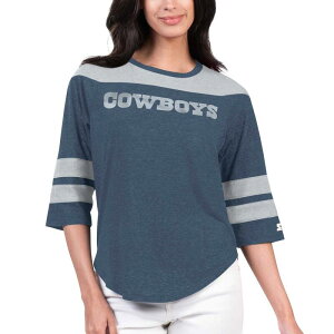 �X�^�[�^�[ ���f�B�[�X �g�b�v�X T�V���c Women'starter Navy Dallas Cowboys Fullback Tri-Blend 3/4-Sleeve T-Shirt Cow Navy �l�C�r�[
