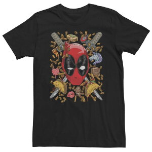 �A�j���L�����N�^�[ ���f�B�[�X �g�b�v�X T�V���c �g�[�� Licensed Character Big & Tall Marvel Deadpool Crossed Swords Mashup Tee Black �u���b�N
