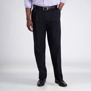 �n�K�[ ���f�B�[�X �{�g���X �J�W���A���p���c Men's Haggar Iron Free Premium Khaki Classic-Fit Pleat Front Hidden Comfort Waistband Casual Pant Black �u���b�N