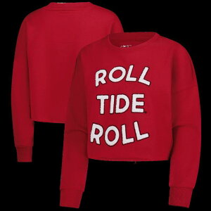 �A���u�����f�b�h ���f�B�[�X �g�b�v�X T�V���c �X�E�F�b�g �N���b�v�h Unbranded Women's Alabama Crimson Tide Gameday Social Crimson Raw Edge Boxy Cropped Sweatshirt Ala Red ���b�h