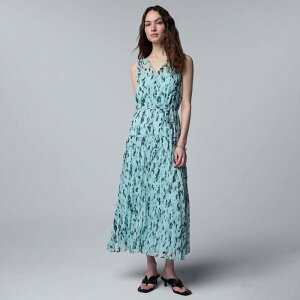 ���F���E�H�� ���f�B�[�X �g�b�v�X �����s�[�X �v���[�c �}�L�V Women'simply Vera Wang Pleatedropwaist Maxi Dress Blue Spotexture �u���[
