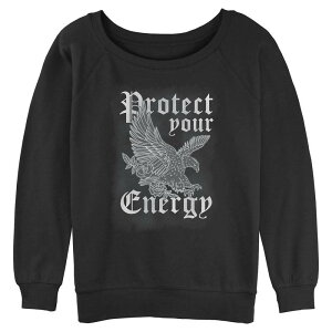 �A�j���L�����N�^�[ ���f�B�[�X �g�b�v�X T�V���c �p�C�� Licensed Character Juniors' SO Protect Your Energy Long Sleeve Slouchy Terry Pullover Black �u���b�N