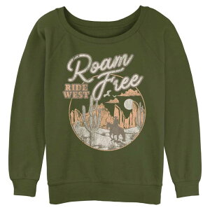 �A�j���L�����N�^�[ ���f�B�[�X �g�b�v�X T�V���c �p�C�� Licensed Character Juniors' SO Roam Free Ride West Long Sleeve Slouchy Terry Pullover Olive �I���[�u