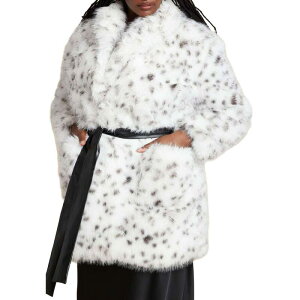 �G���N�C ���f�B�[�X �A�E�^�[ �W���P�b�g�E�u���]�� �v���X�T�C�Y �R�[�g ELOQUII Women's Plusize Snow Leopard Belted Coat Snow Leopard �A�j�}��