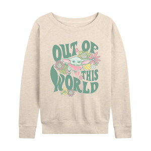 �A�j���L�����N�^�[ ���f�B�[�X �g�b�v�X T�V���c �p�C�� Licensed Character Women'star Wars The Mandalorian Grogu Out Of This World French Terry Long Sleeve Tee Beige �x�[�W��
